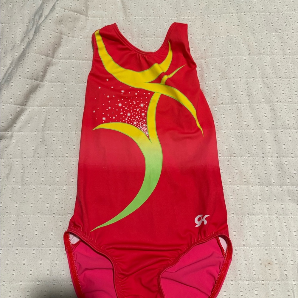 GK Elite Leotard Bright Pink and Yellow Women's One Piece Leotard AXS